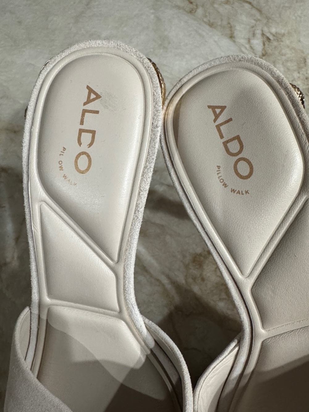 Aldo Seashella Cream Suede Pointed-Toe Heeled Mules- Women's Size 7.5 NEW - Picture 2 of 11